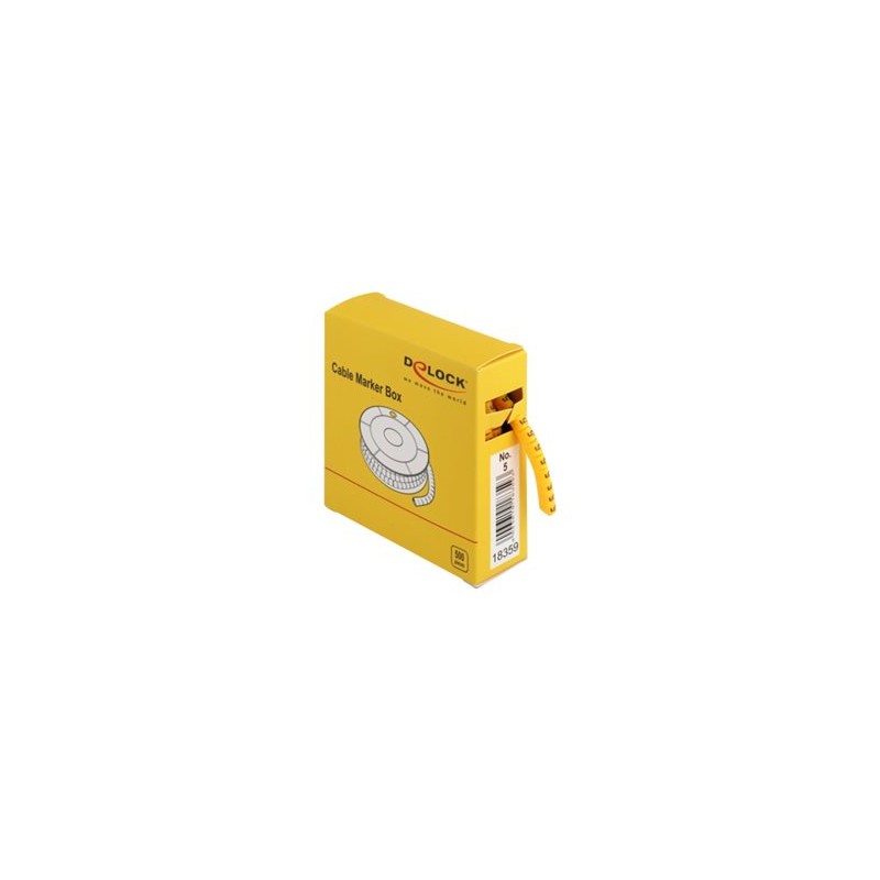 Delock Cable Marker Box, No. 5 - Wire / cable marker (preprinted) - žlutá (balení 500)