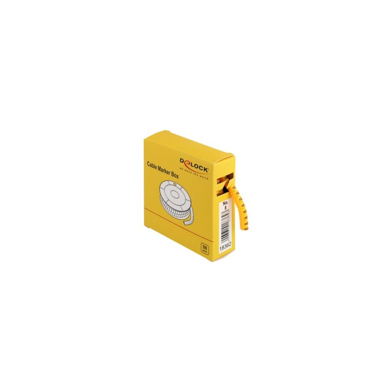 Delock Cable Marker Box, No. 8 - Wire / cable marker (preprinted) - žlutá (balení 500)