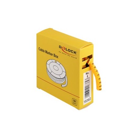 Delock Cable Marker Box, No. 8 - Wire / cable marker (preprinted) - žlutá (balení 500)