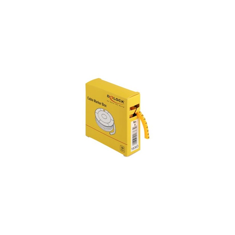 Delock Cable Marker Box, No. 9 - Wire / cable marker (preprinted) - žlutá (balení 500)