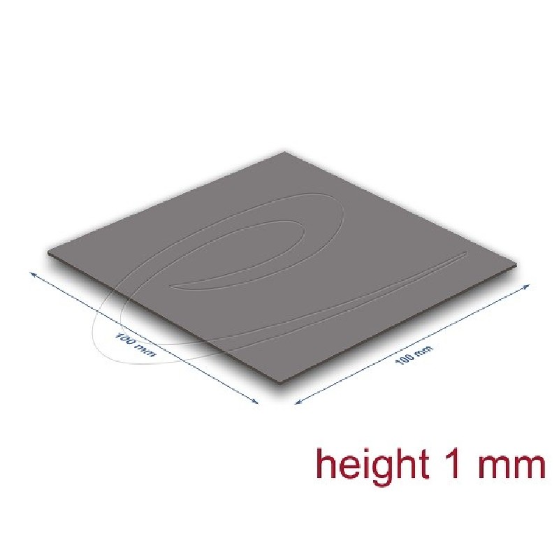 Delock - Tepelná podložka - vodivý, 100 x 100 x 1 mm, pro M.2 moduly, 3,2 W/mK, nízké vytékání oleje - šedá