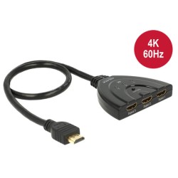 Delock HDMI UHD Switch 3 x HDMI in 1 x HDMI out 4K - Spínač video/audio - 3 x HDMI - desktop 18600