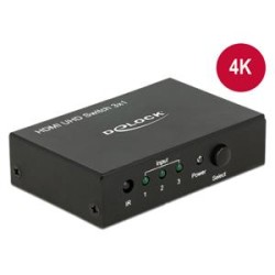 Delock HDMI UHD Switch 3 x HDMI in 1 x HDMI out 4K - Spínač video/audio - 3 x HDMI - desktop 18683