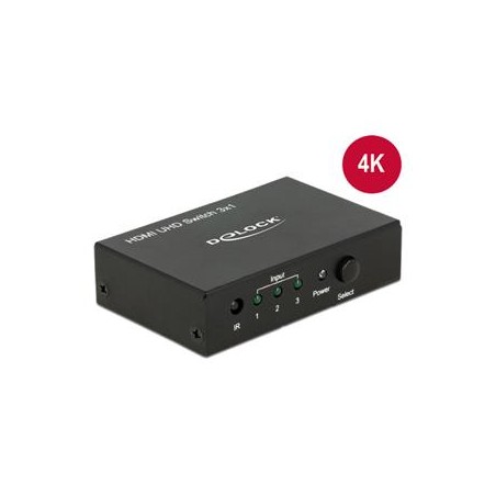 Delock HDMI UHD Switch 3 x HDMI in 1 x HDMI out 4K - Spínač video/audio - 3 x HDMI - desktop 18683