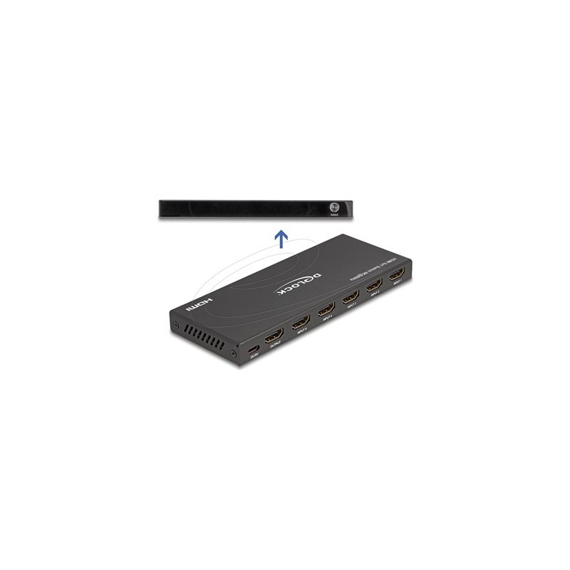 Delock - Spínac video/audio - 1 x HDMI output, 8K 60 Hz - 5 x HDMI - desktop