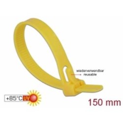 Delock - Kabelová stahovací páska - 15 cm - žlutá (balení 100)