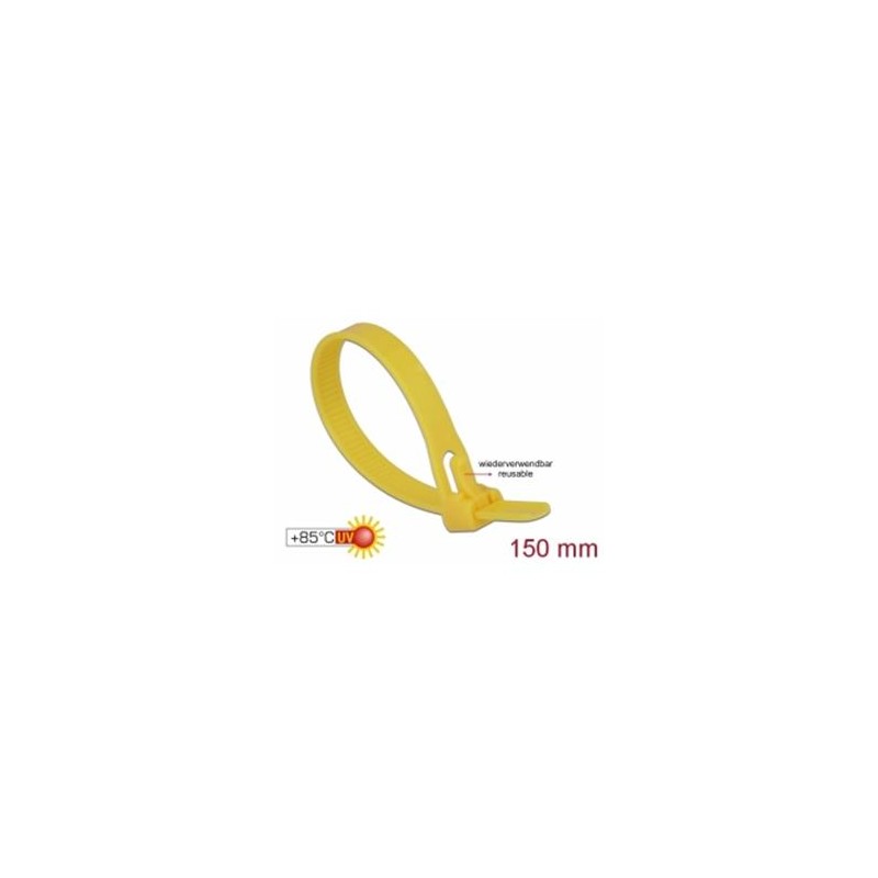 Delock - Kabelová stahovací páska - 15 cm - žlutá (balení 100)