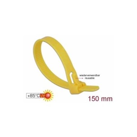 Delock - Kabelová stahovací páska - 15 cm - žlutá (balení 100)