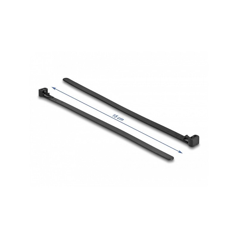 Delock - Kabelová stahovací páska - odolné vůči teplu, opětovně použitelné - 20 cm - černá (balení 100)