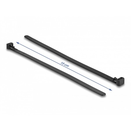 Delock - Kabelová stahovací páska - odolné vůči teplu, opětovně použitelné - 20 cm - černá (balení 100)