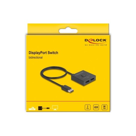 Delock - Rozdelovac/prepínac videa - 8K, obousmerný - 2 x DisplayPort - desktop
