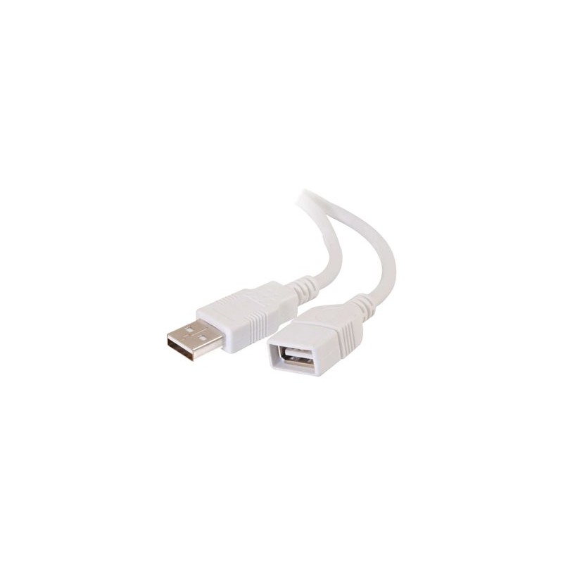 C2G 2m USB Extension Cable - USB A Male to USB A Female Cable - Kabel USB - USB (F) do USB (M) - 2 m - bílá