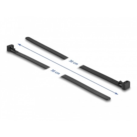 Delock - Kabelová stahovací páska - odolné vůči teplu, opětovně použitelné - 30 cm - černá (balení 100)