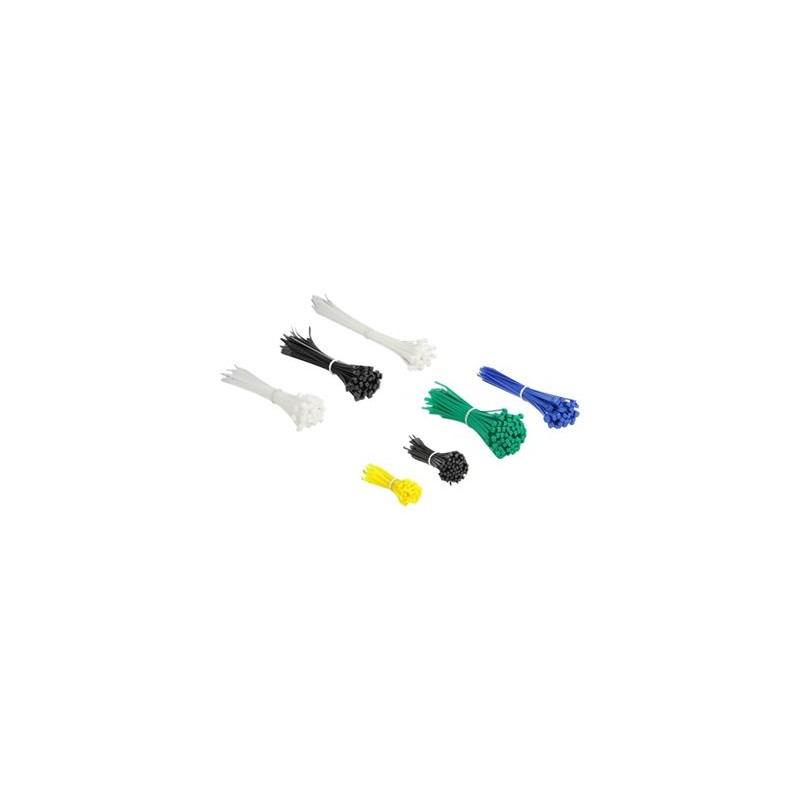 Delock Cable tie assortment box 600 pieces assorted colours - Sada kabelových úvazků - černá, bílá, modrá, žlutá, zelená