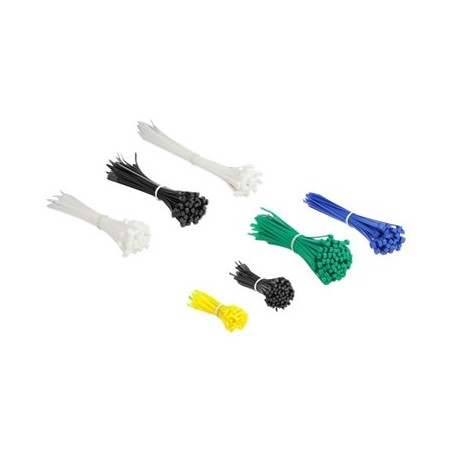 Delock Cable tie assortment box 600 pieces assorted colours - Sada kabelových úvazků - černá, bílá, modrá, žlutá, zelená