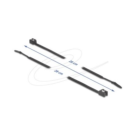 Delock - Kabelová stahovací páska - samorezný, šírka 4,8 mm - 28 cm - cerná (balení 50)