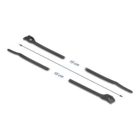 Delock - Kabelová stahovací páska - s plochou hlavou, W 3,6 mm - 15 cm - cerná (balení 100)