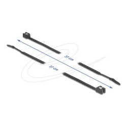 Delock - Kabelová stahovací páska - samorezný, šírka 4,8 mm - 37 cm - cerná (balení 50)