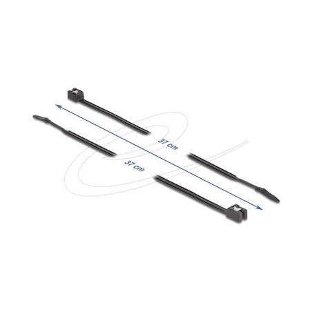 Delock - Kabelová stahovací páska - samorezný, šírka 4,8 mm - 37 cm - cerná (balení 50)