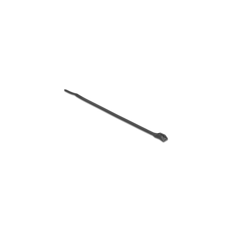 Delock - Kabelová stahovací páska - s plochou hlavou, šírka 7,6 mm - 37 cm - cerná (balení 100)