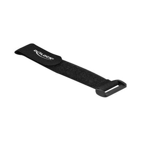 Delock - Kabelový úvazek s háčkem a očkem - 19 cm - černá (balení 5)