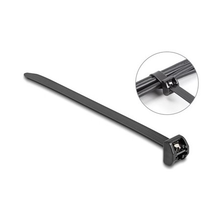 Delock - Kabelová stahovací páska - s kovovým poutkem - 20.3 cm - cerná (balení 10)