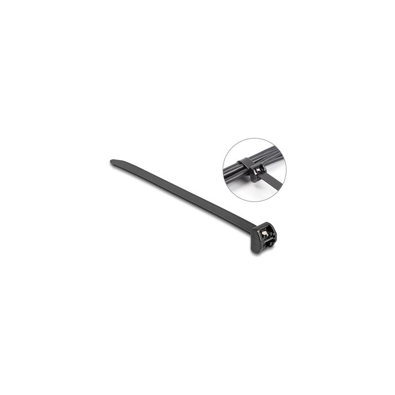Delock - Kabelová stahovací páska - s kovovým poutkem - 40.6 cm - cerná (balení 10)