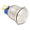Delock - Tlacítko - pro instalaci 22 mm, 6 x pájené pripojení, bílý symbol napájení LED a kroužek - montáž na panel - AC… 20986