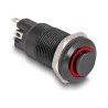 Delock - Spínac a tlacítko - 4 x pájené spojení, 12 mm, 12V, cervený LED kroužek - cerná