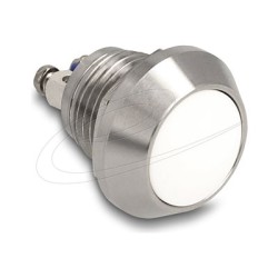 Delock - Tlacítko - pro instalaci 12 mm, 2 x šroubové svorky - montáž na panel - AC 230 V - stríbrná, bílá