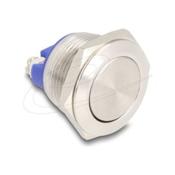 Delock - Tlacítko - pro instalaci 19 mm, 2 x šroubové svorky, aktor plochý - montáž na panel - AC 230 V - stríbrná