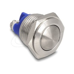 Delock - Tlacítko - pro instalaci 16 mm, 2 x šroubový terminál, akcní prvek kopulovitý - montáž na panel - AC 230 V - stríbrná