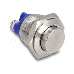 Delock - Tlacítko - pro instalaci 16 mm, 2 x šroubový terminál, akcní prvek velmi vysoký - montáž na panel - AC 230 V - stríbrná