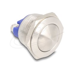 Delock - Tlacítko - pro instalaci 19 mm, 2 x svorkovnice, akcní clen s kopulí - montáž na panel - AC 230 V - stríbrná
