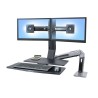 Ergotron WorkFit-A Dual Workstation With Worksurface - Nástavec na stůl - leštěný hliník, černá