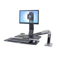 Ergotron WorkFit-A Single LD Workstation With Worksurface - Nástavec na stůl - leštěný hliník, černá
