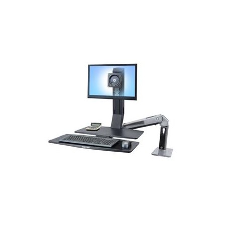 Ergotron WorkFit-A Single LD Workstation With Worksurface - Nástavec na stůl - leštěný hliník, černá
