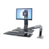Ergotron WorkFit-A Single LD Workstation With Worksurface - Nástavec na stůl - leštěný hliník, černá