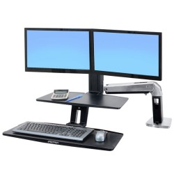Ergotron WorkFit-A Dual Workstation With Suspended Keyboard - Nástavec na stůl - leštěný hliník, černá