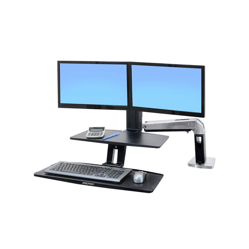Ergotron WorkFit-A Dual Workstation With Suspended Keyboard - Nástavec na stůl - leštěný hliník, černá