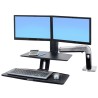 Ergotron WorkFit-A Dual Workstation With Suspended Keyboard - Nástavec na stůl - leštěný hliník, černá