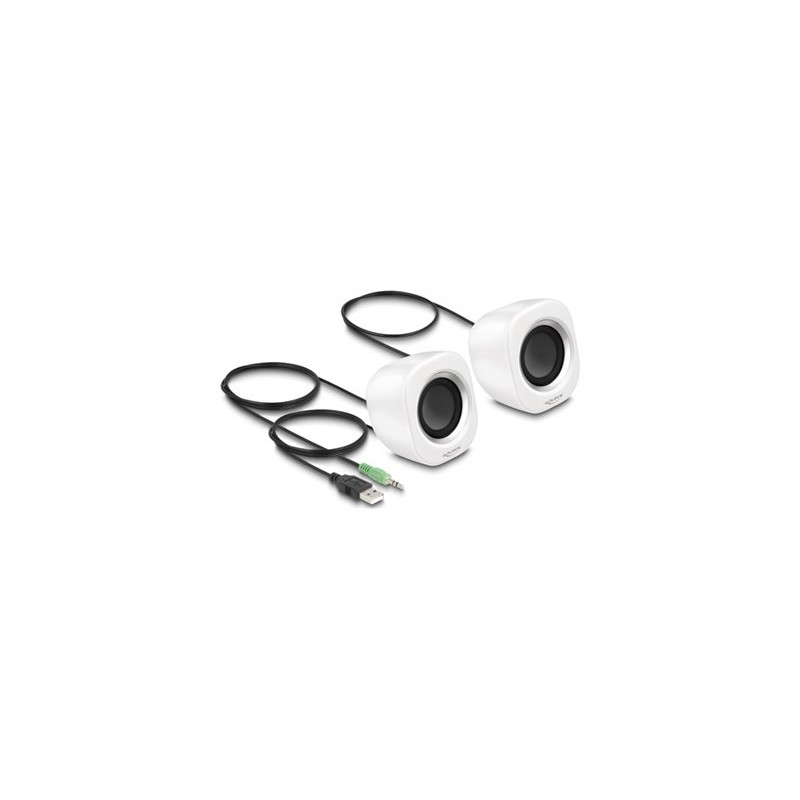 Delock - Reproduktory - pro PC - 2 Watt (celkem) - bílá