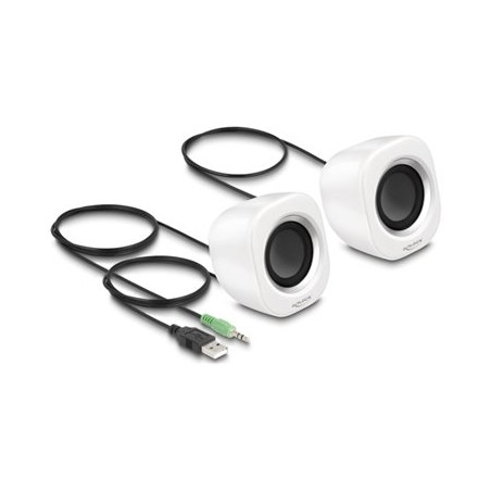 Delock - Reproduktory - pro PC - 2 Watt (celkem) - bílá