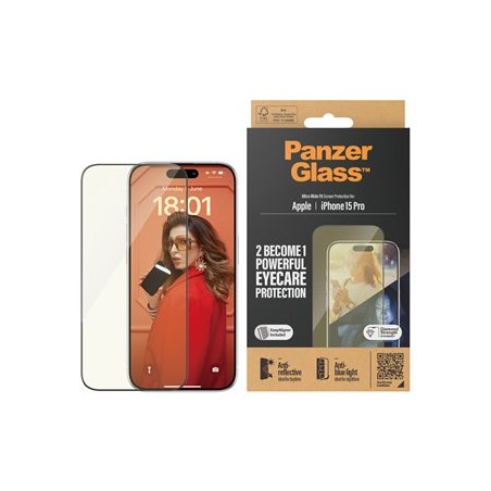 PanzerGlass - Ochrana obrazovky pro mobilní telefon - péce o oci, ultraširoký strih s EasyAligner - sklo - 6.1" - barva rámu