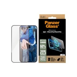 PanzerGlass Gaming - Ochrana obrazovky pro mobilní telefon - ultra široký tvar - sklo - barva rámu černá - pro Apple iPhone 15
