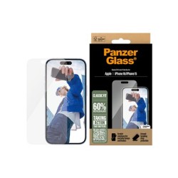 PanzerGlass - Ochrana obrazovky pro mobilní telefon - klasický tvar - sklo - pro Apple iPhone 15, 16