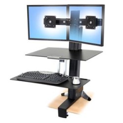 WORKFIT-S SINGLE HD BLACK/DUAL MONITOR WITH WORKSURFACE+