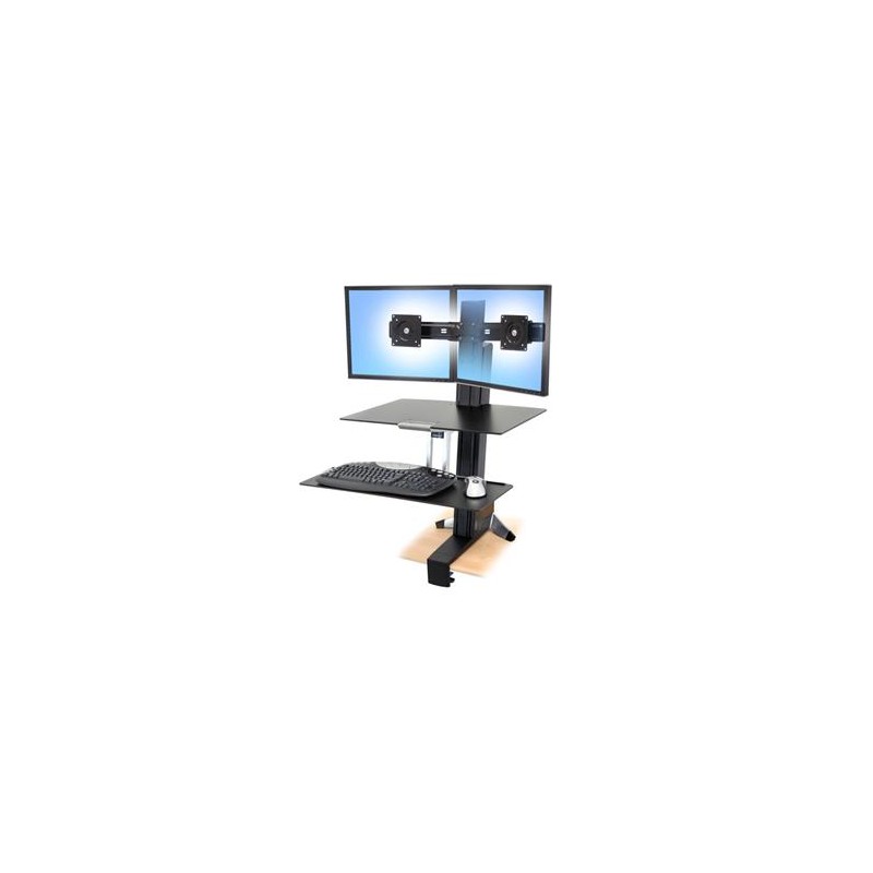 Ergotron WorkFit-S Single HD Black/Dual Monitor With Worksurface+