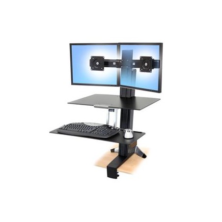Ergotron WorkFit-S Single HD Black/Dual Monitor With Worksurface+