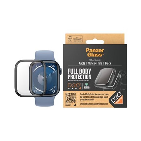 PanzerGlass - Ochrana obrazovky pro chytré hodinky - celé telo, s D3O - sklo - barva rámu cerná - pro Apple Watch Hermčs Series